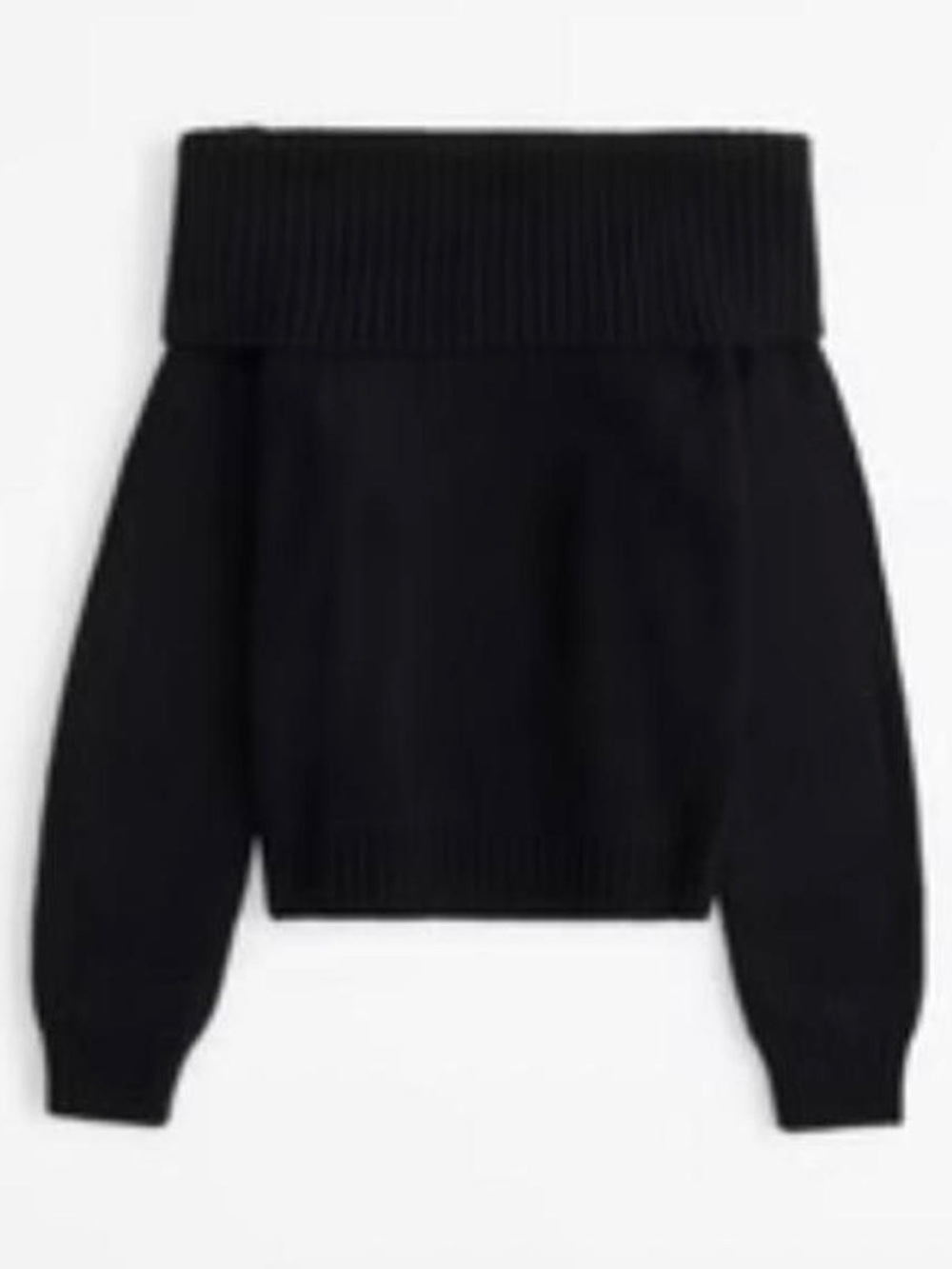 Abercrombie & Fitch Black Off-the-Shoulder Foldover Knit Sweater